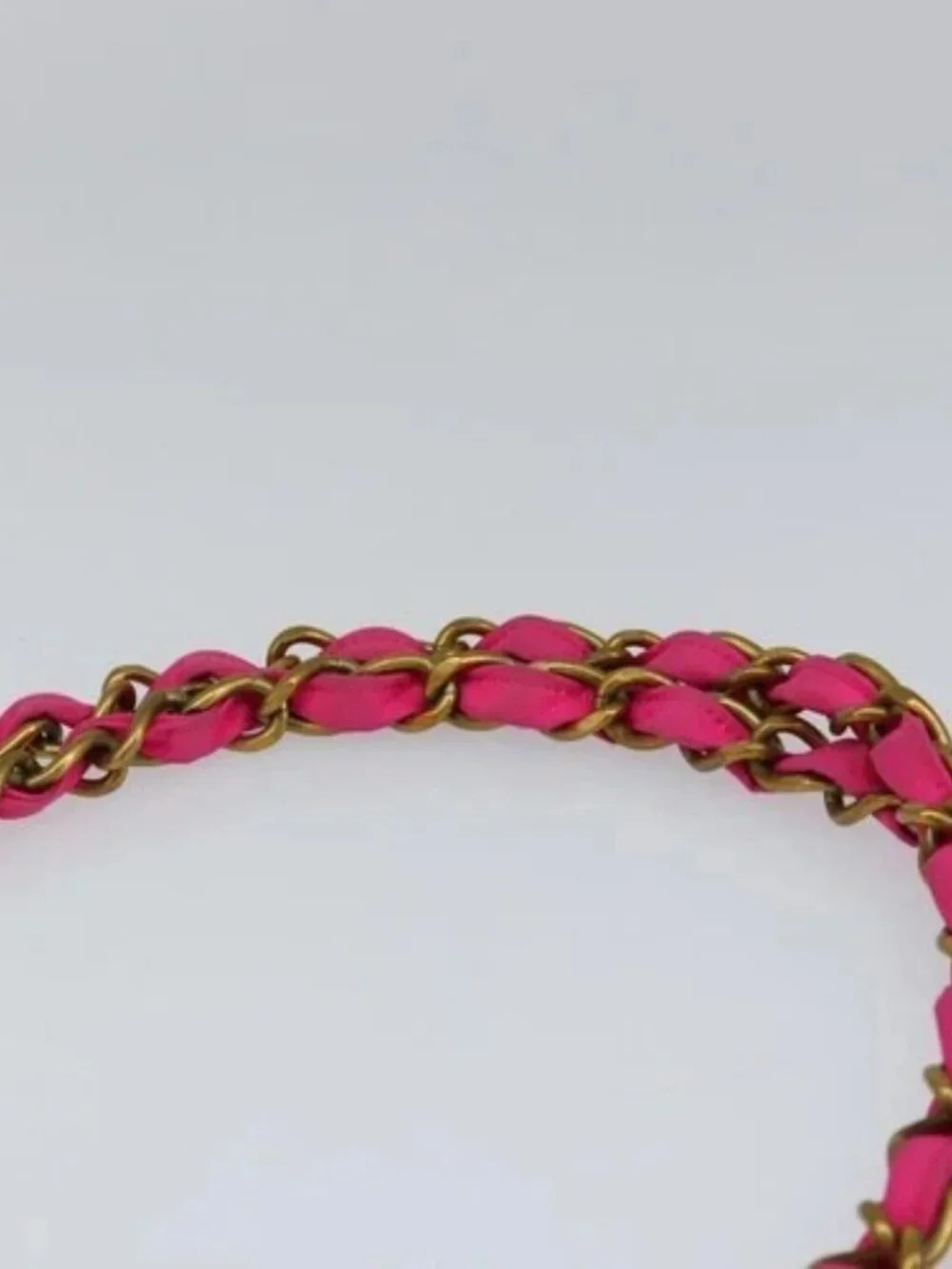CHANEL Matelasse Chain Shoulder Bag Nylon Pink Gold CC Auth 149222